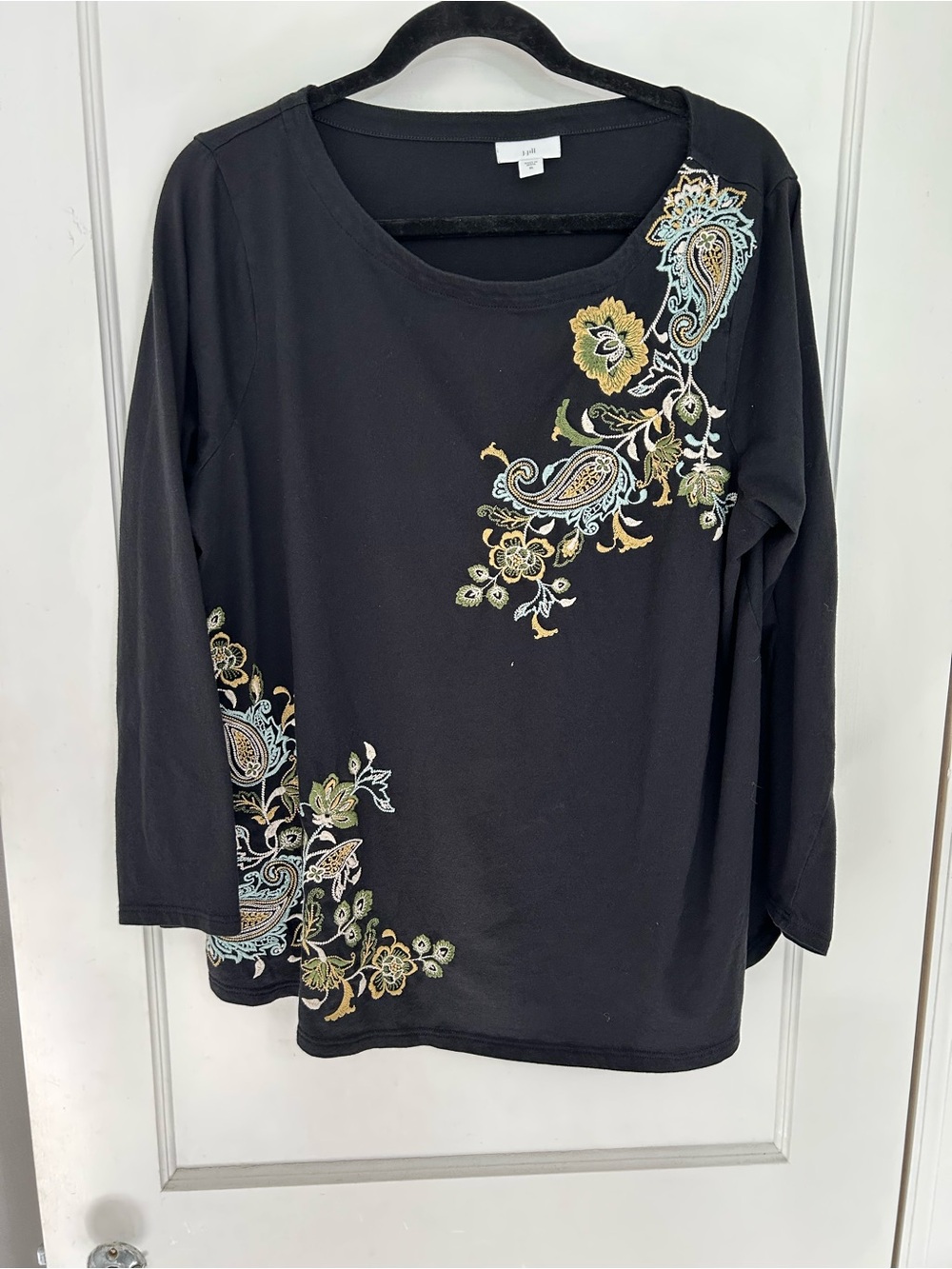 J. Jill Floral Embroidered 3/4 Sleeve Top XL